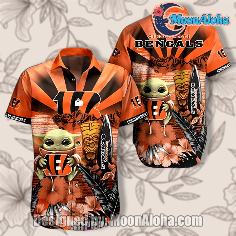 Cincinnati Bengals Baby Yoda Tiki Shirt Surfboard Hawaiian Vibe image 1 Cincinnati Bengals Baby Yoda Tiki Shirt Surfboard Hawaiian Vibe image 1