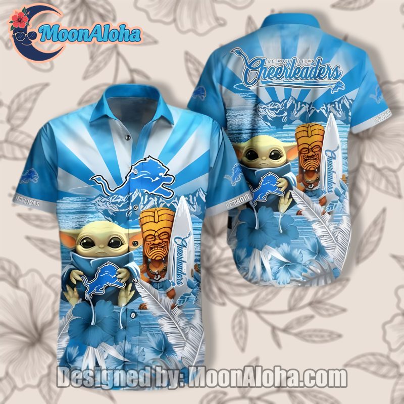 Detroit Lions Baby Yoda Star Wars Blue Unisex Hawaiian Shirts image 1 Detroit Lions Baby Yoda Star Wars Blue Unisex Hawaiian Shirts image 1
