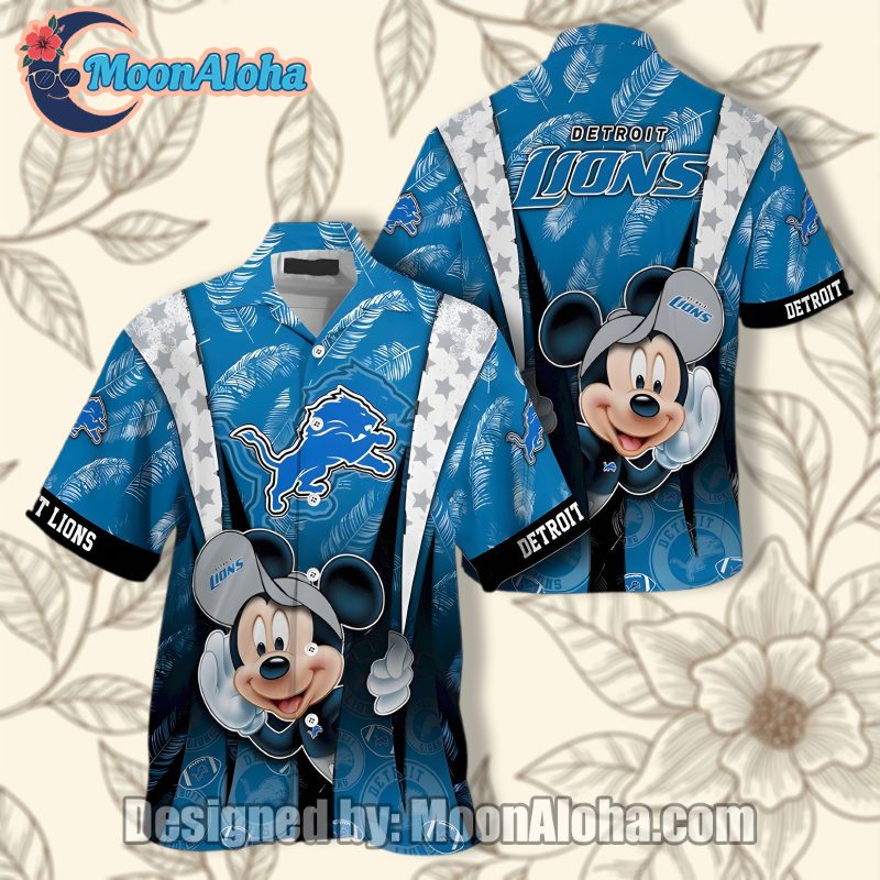 Detroit Lions Mickey Tropical Blue Authentic Hawaiian Shirt image 1 Detroit Lions Mickey Tropical Blue Authentic Hawaiian Shirt image 1