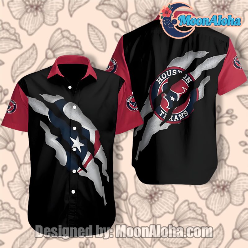 Houston Texans America Flag Style Blue Hawaiian Shirt For Summer image 1 Houston Texans America Flag Style Blue Hawaiian Shirt For Summer image 1