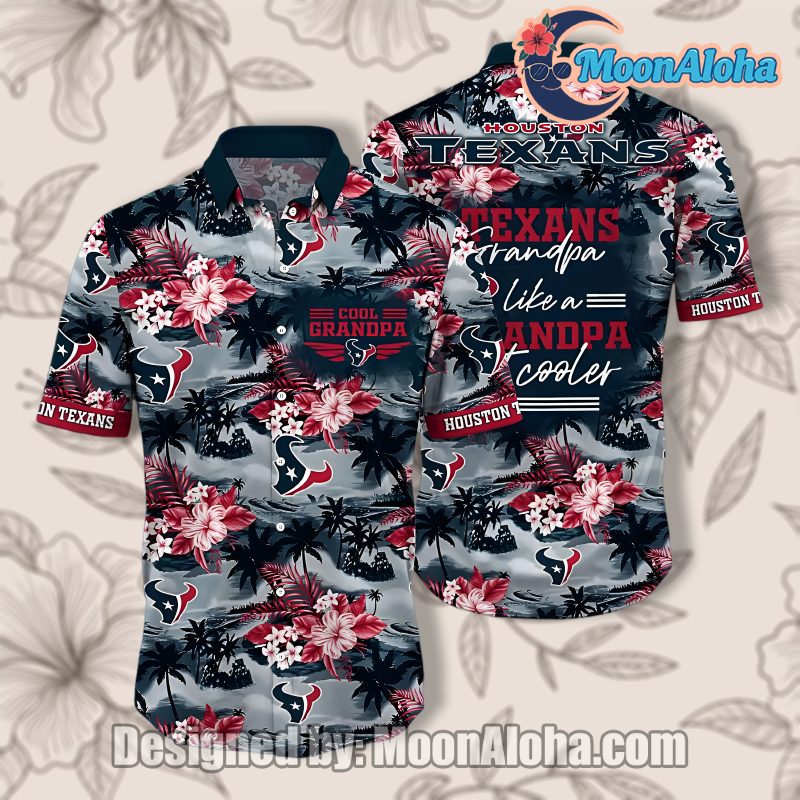Houston Texans Cool Grandpa Hibiscus Formal Hawaiian Shirt image 1 Houston Texans Cool Grandpa Hibiscus Formal Hawaiian Shirt image 1