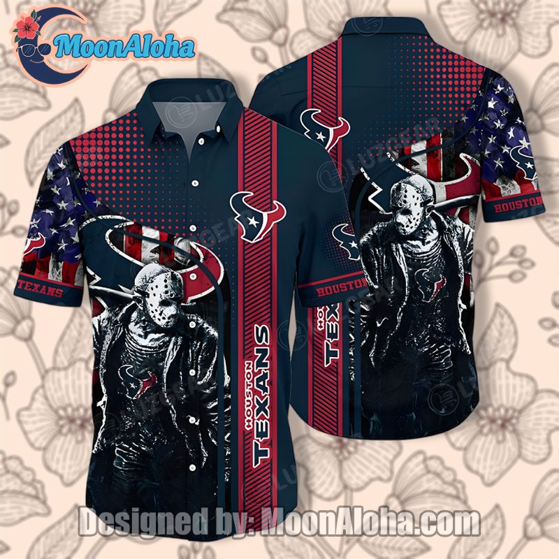 Houston Texans Jason Voorhees Halloween Style Hawaiian Shirt image 1 Houston Texans Jason Voorhees Halloween Style Hawaiian Shirt image 1