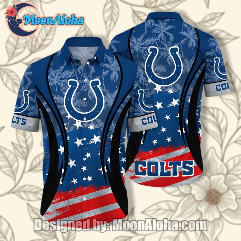 Indianapolis Colts America Flag Blue Red Genuine Hawaiian Shirt For Fans image 1 Indianapolis Colts America Flag Blue Red Genuine Hawaiian Shirt For Fans image 1