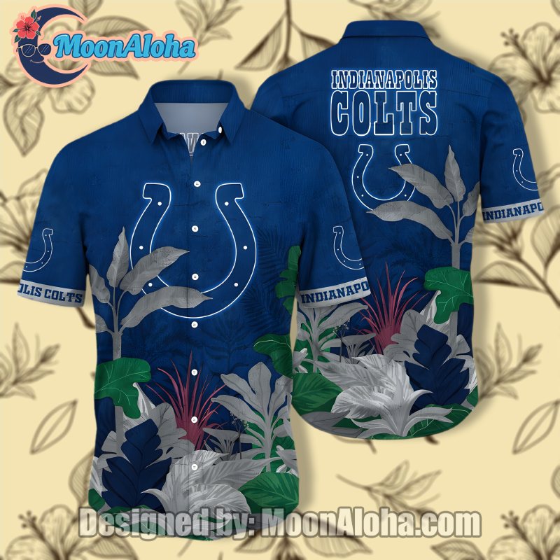 Indianapolis Colts Banana Leaf Blue Stylish Summer Hawaiian Shirt image 1 Indianapolis Colts Banana Leaf Blue Stylish Summer Hawaiian Shirt image 1