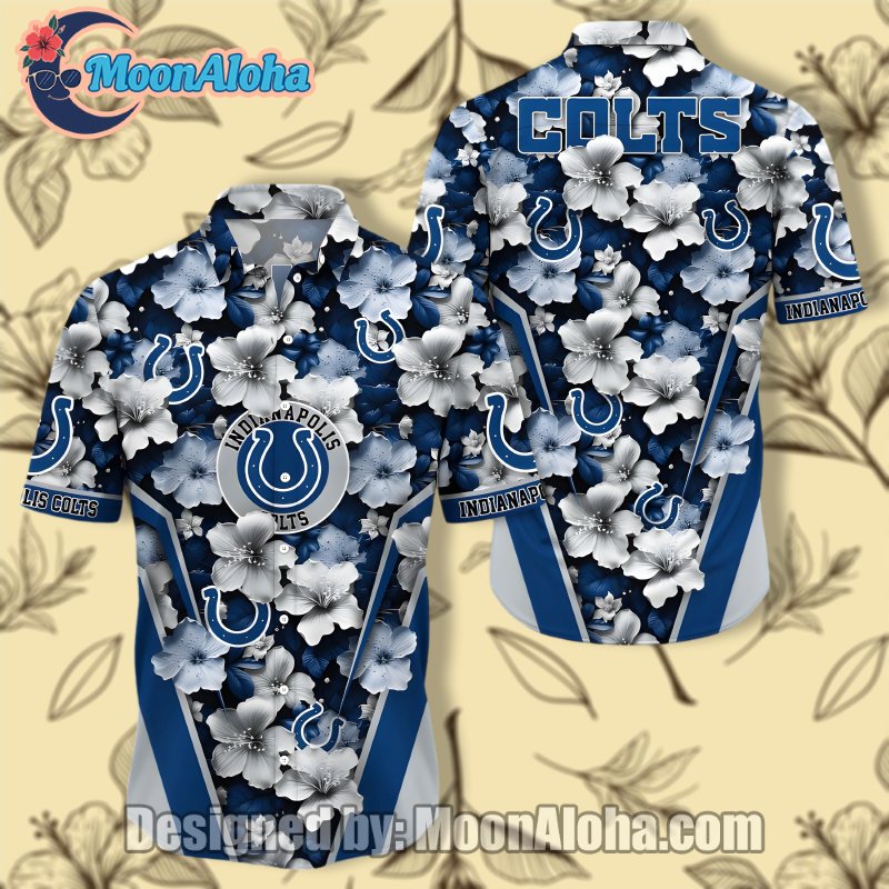 Indianapolis Colts Hibiscus Blue Aloha Hawaiian Shirt For Gift Ideas image 1 Indianapolis Colts Hibiscus Blue Aloha Hawaiian Shirt For Gift Ideas image 1