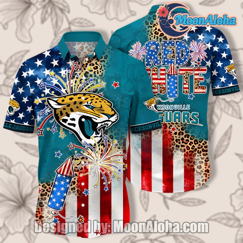 Jacksonville Jaguars 4Th Of July Green Hawaiian Shirt For Celebration image 1 Jacksonville Jaguars 4Th Of July Green Hawaiian Shirt For Celebration image 1
