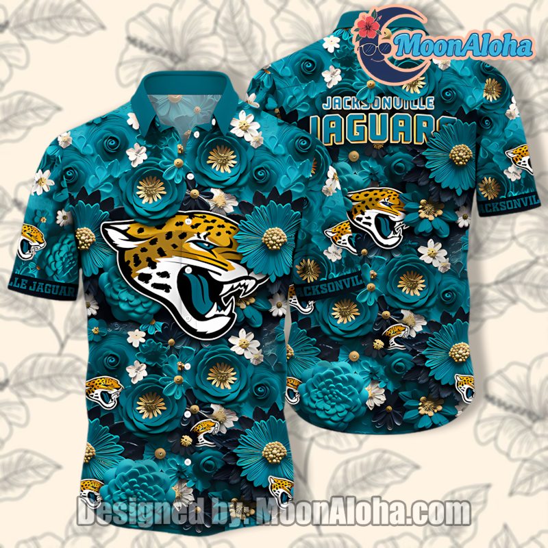 Jacksonville Jaguars Floral Team Vintage Aloha Hawaiian Shirt Design image 1 Jacksonville Jaguars Floral Team Vintage Aloha Hawaiian Shirt Design image 1