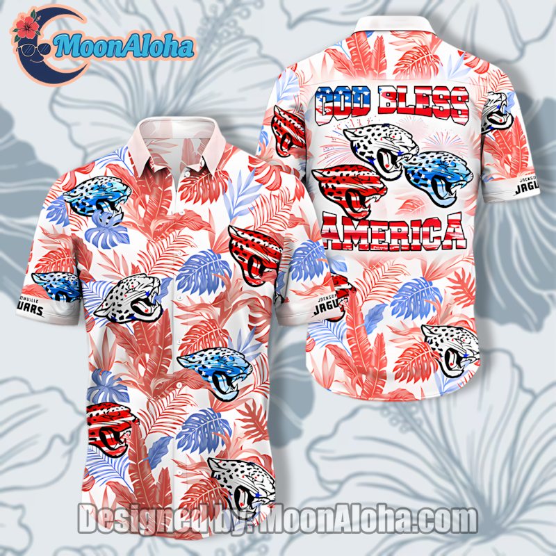 Jacksonville Jaguars God Bless America Crazy Hawaiian Shirt Style image 1 Jacksonville Jaguars God Bless America Crazy Hawaiian Shirt Style image 1
