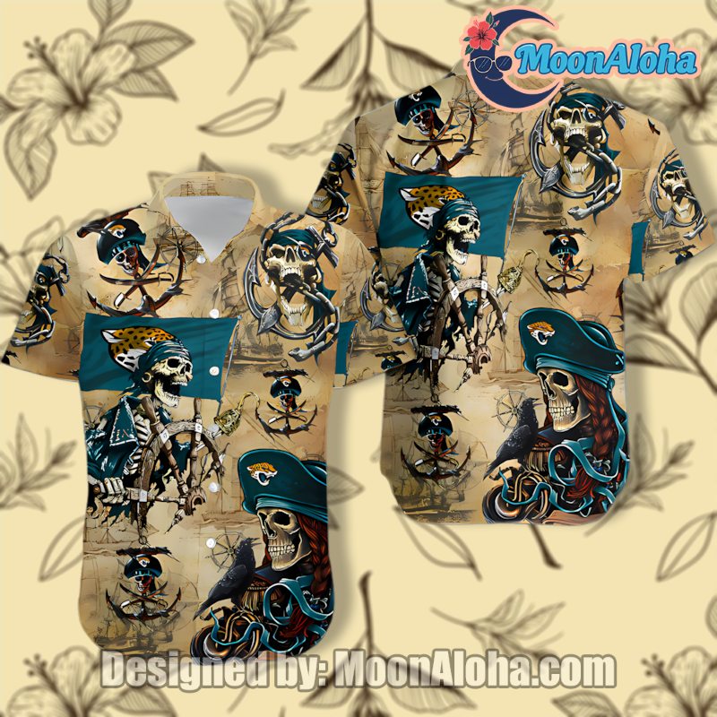 Jacksonville Jaguars Pirate Print Puritan Hawaiian Shirt Style image 1 Jacksonville Jaguars Pirate Print Puritan Hawaiian Shirt Style image 1