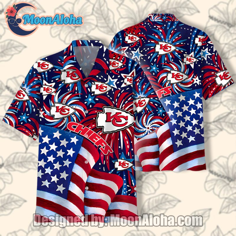 Kansas City Chiefs Blue 4Th Of July Genuine Hawaiian Shirt Outfit image 1 Kansas City Chiefs Blue 4Th Of July Genuine Hawaiian Shirt Outfit image 1