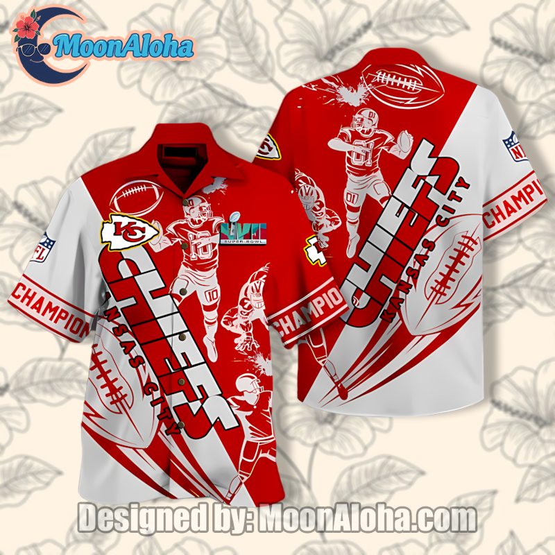 Kansas City Chiefs Red Aloha Hawaiian Shirt Featuring Beach Player image 1 Kansas City Chiefs Red Aloha Hawaiian Shirt Featuring Beach Player image 1