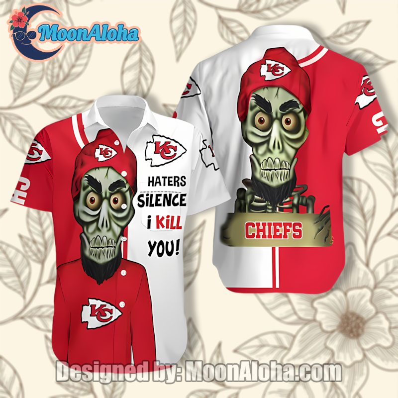 Kansas City Chiefs Red Funny Halloween Haters Quote Hawaiian Shirt image 1 Kansas City Chiefs Red Funny Halloween Haters Quote Hawaiian Shirt image 1