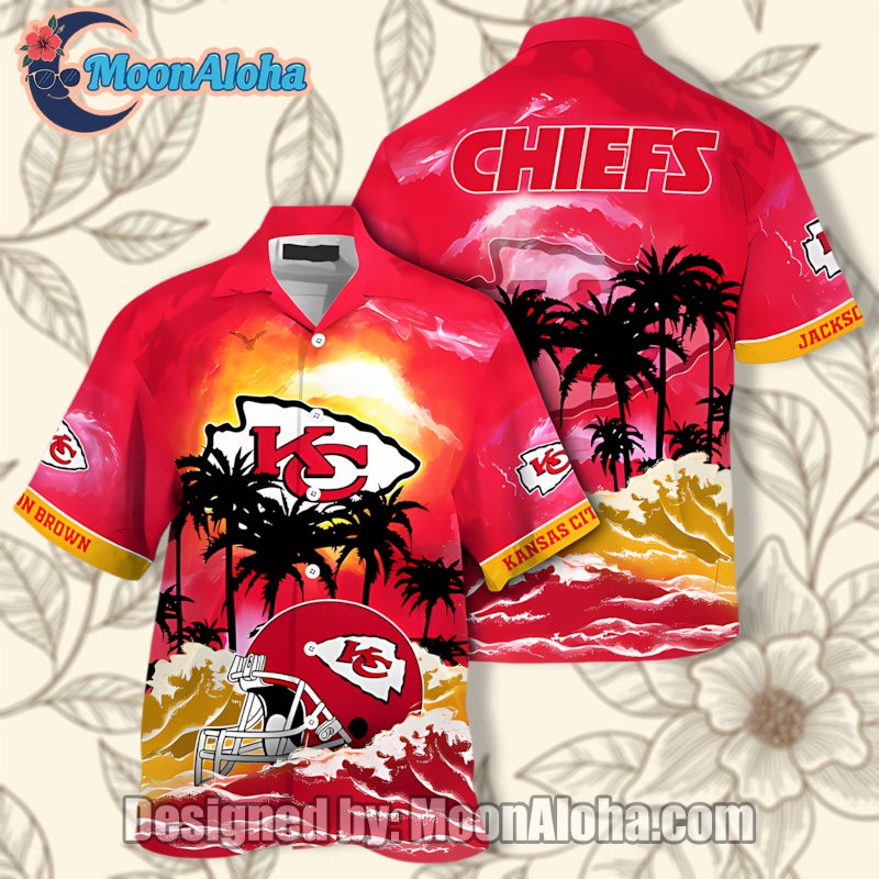 Kansas City Chiefs Red Unisex Beach Tropical Coconut Hawaiian Shirt image 1 Kansas City Chiefs Red Unisex Beach Tropical Coconut Hawaiian Shirt image 1