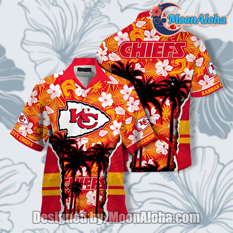 Kansas City Chiefs Yellow Retro Coconut Beach Hawaiian Shirt Design image 1 Kansas City Chiefs Yellow Retro Coconut Beach Hawaiian Shirt Design image 1