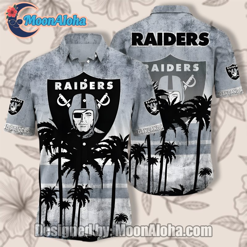 Las Vegas Raiders Grey Coconut Tree Beach Hawaiian Theme Shirt Idea image 1 Las Vegas Raiders Grey Coconut Tree Beach Hawaiian Theme Shirt Idea image 1