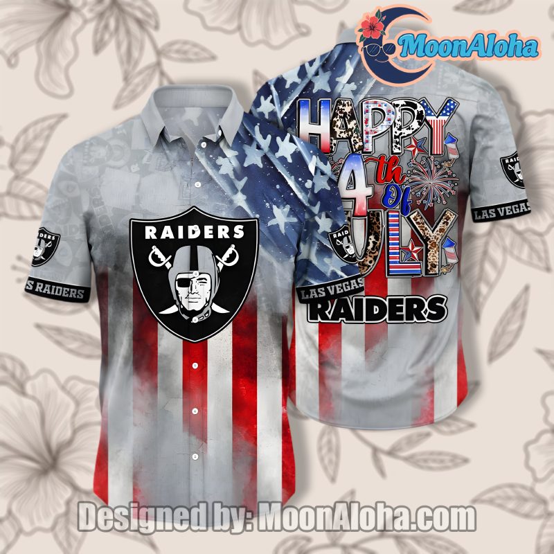 Las Vegas Raiders Red Blue 4th Of July Unique Hawaiian Shirt Gift image 1 Las Vegas Raiders Red Blue 4th Of July Unique Hawaiian Shirt Gift image 1
