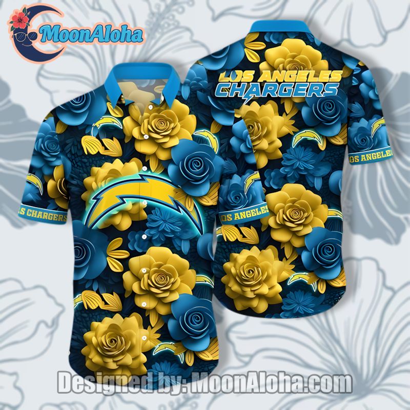 Los Angeles Chargers Blue Floral Pattern Stylish Hawaiian Shirt Idea image 1 Los Angeles Chargers Blue Floral Pattern Stylish Hawaiian Shirt Idea image 1