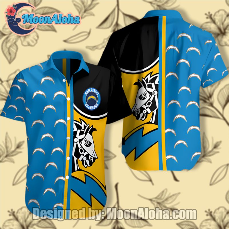 Los Angeles Chargers Blue Game Day Button Up Hawaiian Shirt Style image 1 Los Angeles Chargers Blue Game Day Button Up Hawaiian Shirt Style image 1