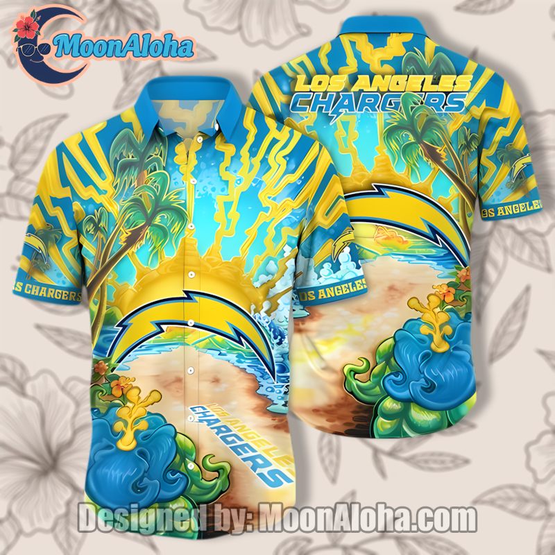 Los Angeles Chargers Blue Island Vibe Quality Hawaiian Shirt Look image 1 Los Angeles Chargers Blue Island Vibe Quality Hawaiian Shirt Look image 1