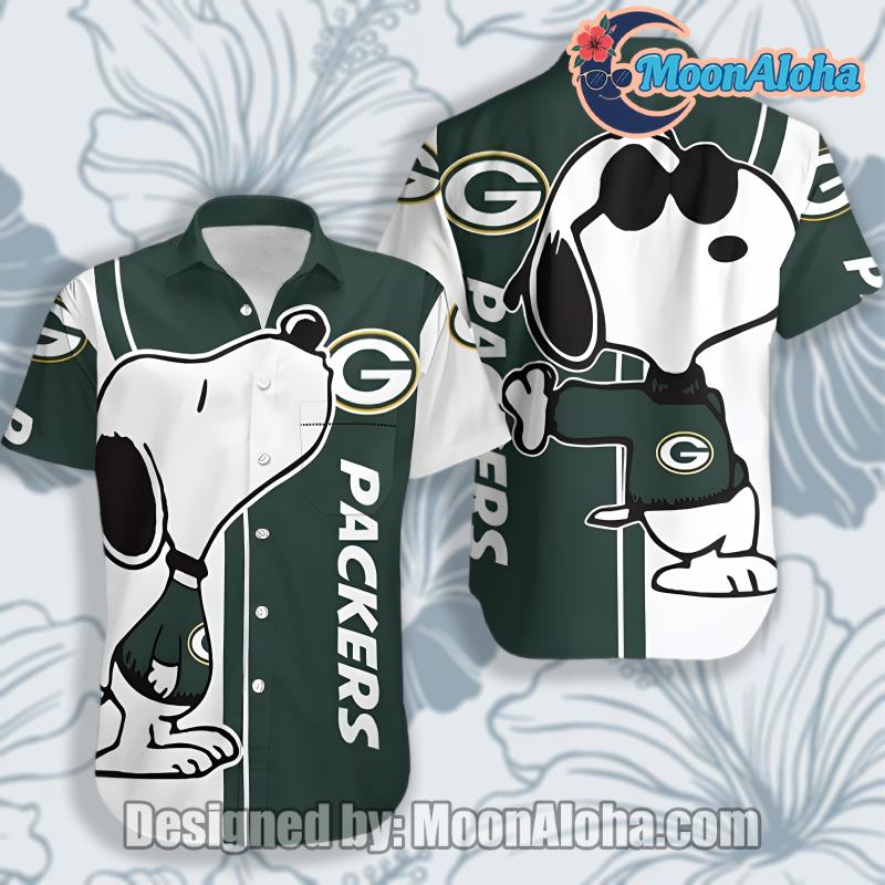 Green Bay Packers Snoopy Football Real Hawaiian Shirt image 1 Green Bay Packers Snoopy Football Real Hawaiian Shirt image 1