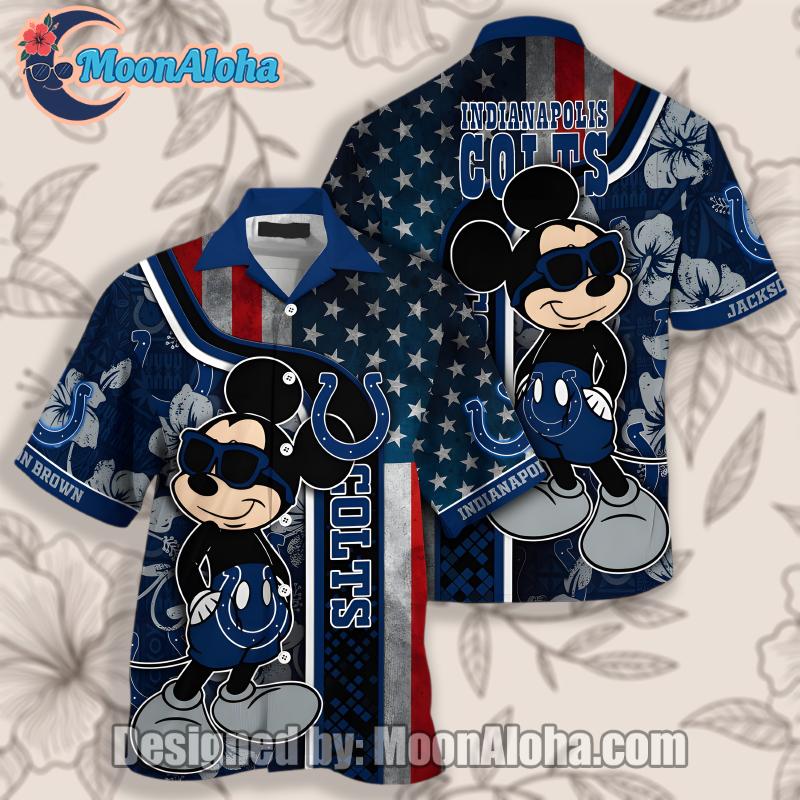 Indianapolis Colts Mickey Surfing Blue Vintage Personalized Hawaiian Shirt image 1 Indianapolis Colts Mickey Surfing Blue Vintage Personalized Hawaiian Shirt image 1