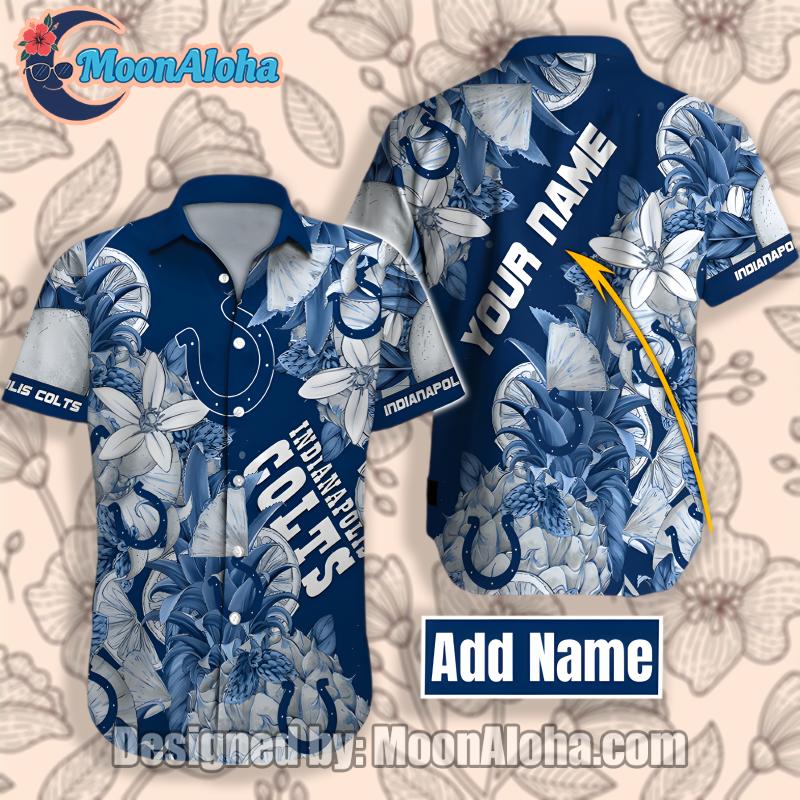 Indianapolis Colts Personalized Floral Blue Hawaiian Shirt Outfit image 1 Indianapolis Colts Personalized Floral Blue Hawaiian Shirt Outfit image 1