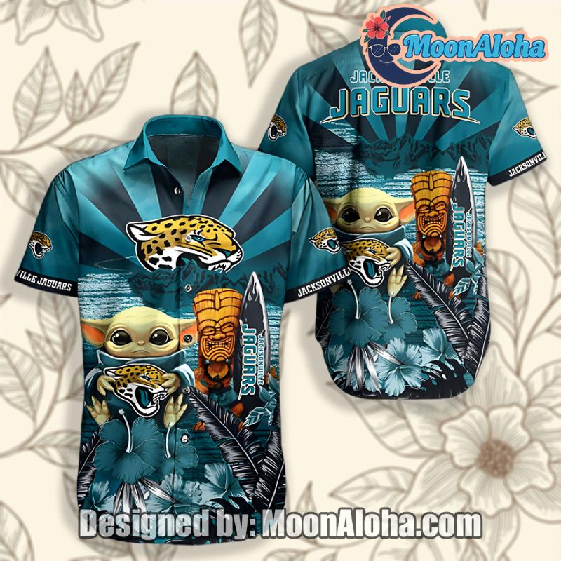 Jacksonville Jaguars Yoda Tiki Summer Hawaiian Shirt image 1 Jacksonville Jaguars Yoda Tiki Summer Hawaiian Shirt image 1