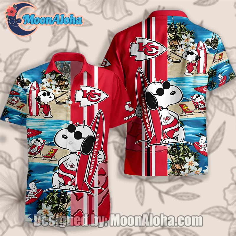 Kansas City Chiefs Personalized Summer Snoopy Blue Red Best Hawaiian Shirt image 1 Kansas City Chiefs Personalized Summer Snoopy Blue Red Best Hawaiian Shirt image 1