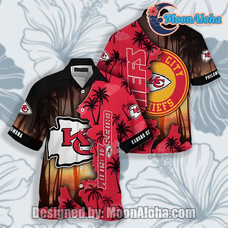 Kansas City Chiefs Summer Viber Red Hawaiian Button Down