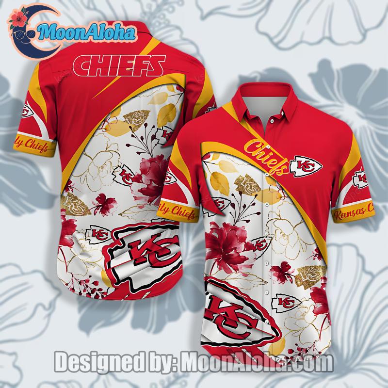 Kansas City Chiefs Tropical Floral Beach Red Hawaiian Shirt Outfit image 1 Kansas City Chiefs Tropical Floral Beach Red Hawaiian Shirt Outfit image 1