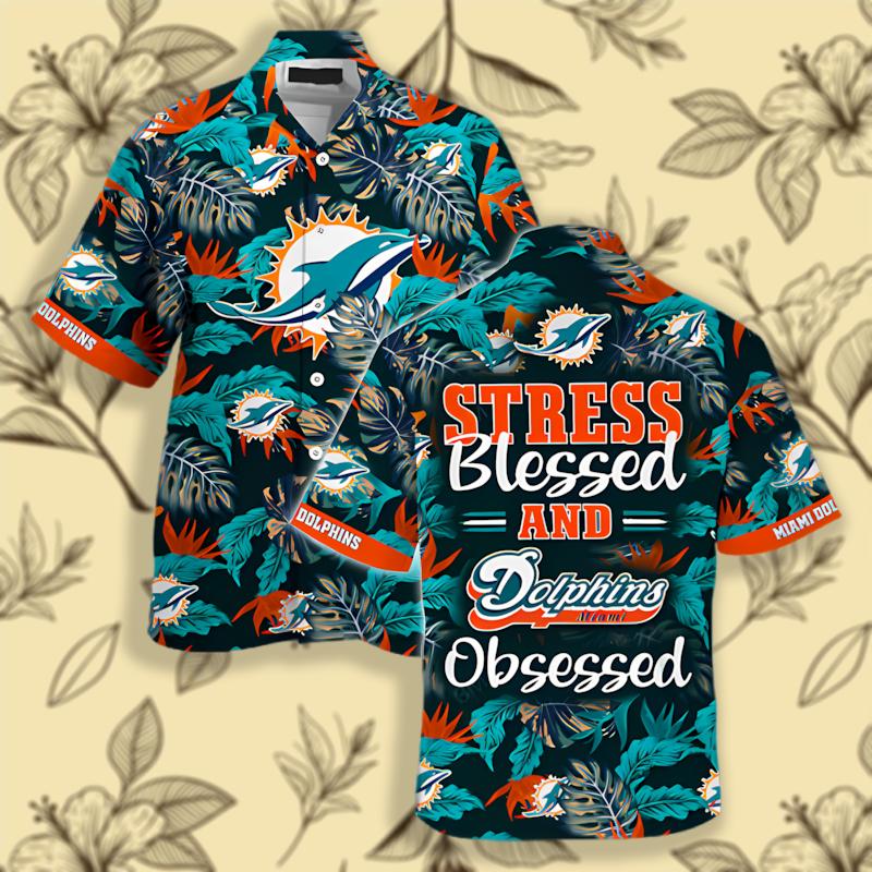 Miami Dolphins Bold Fan Tropical Leaves Teal Hawaiian Shirt image 1 Miami Dolphins Bold Fan Tropical Leaves Teal Hawaiian Shirt image 1