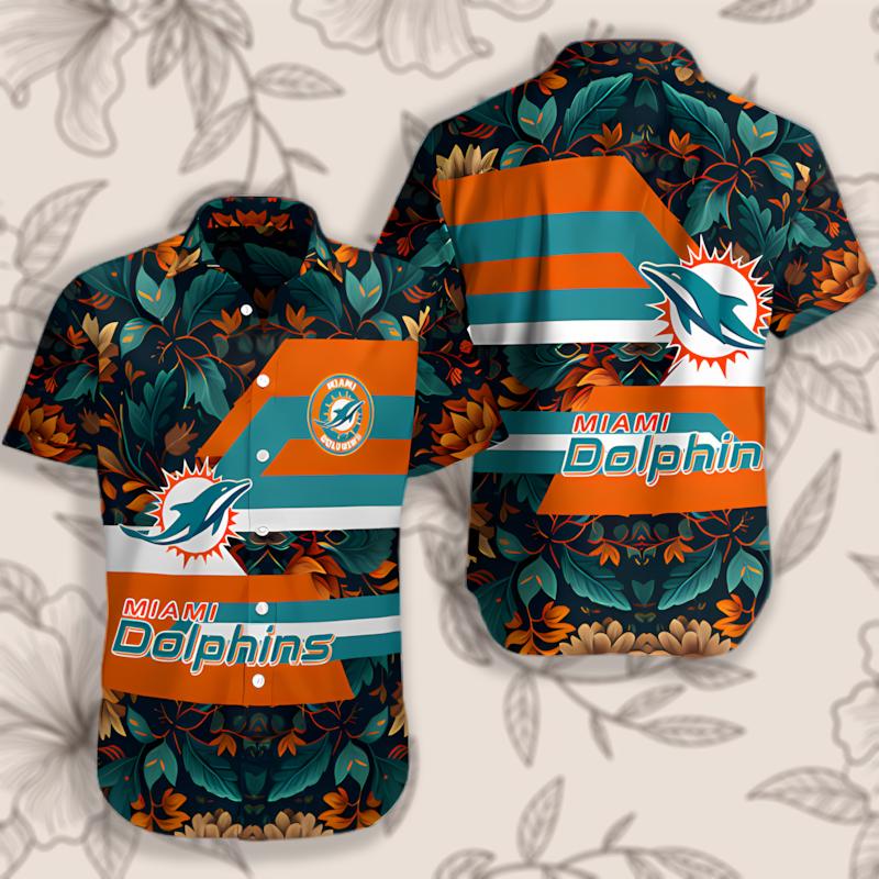 Miami Dolphins Summer Tree Orange Luxury Hawaiian Shirt