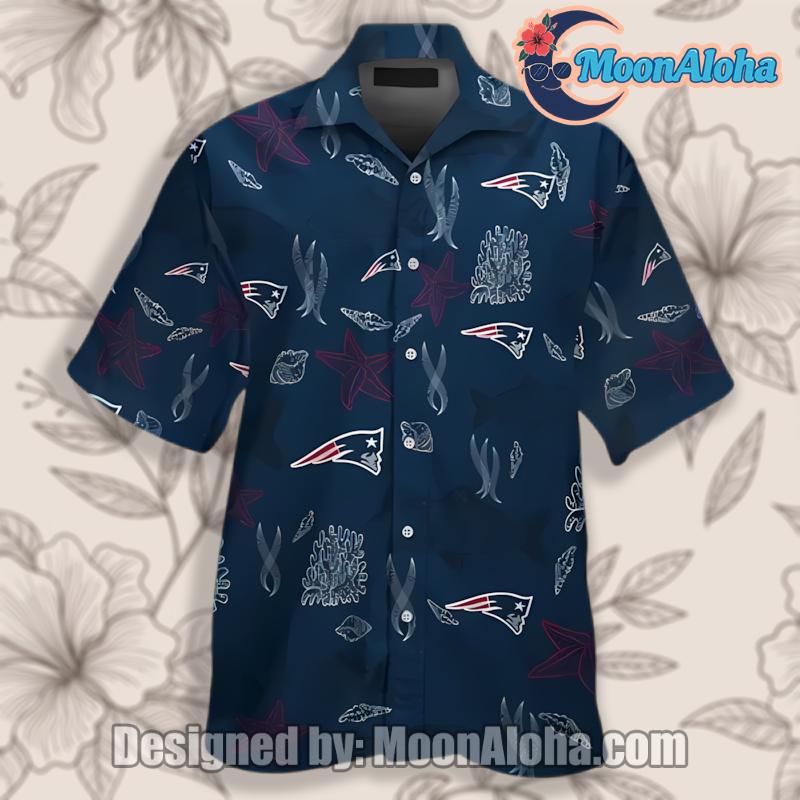 Ocean Creatures Face Off With New England Patriots Navy Stylish Hawaiian Shirt