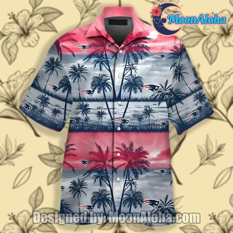 Palm Trees Sky Red Gradient New England Patriots Cheap Hawaiian Shirt