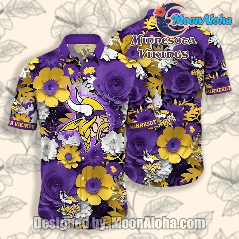 Tropical Minnesota Vikings Flower Purple Nice Hawaiian Shirts