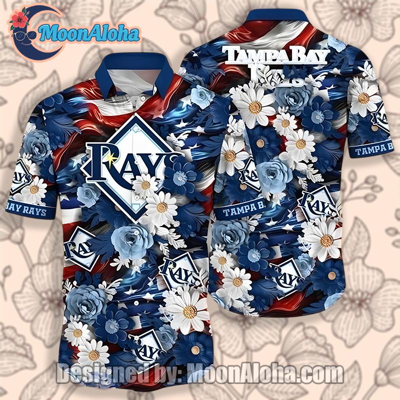 Tampa Bay Rays Daisy Flower Blue Hawaiian Shirt