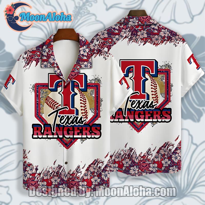 Texas Rangers Baseball White Crazy Hawaiian Shirt
