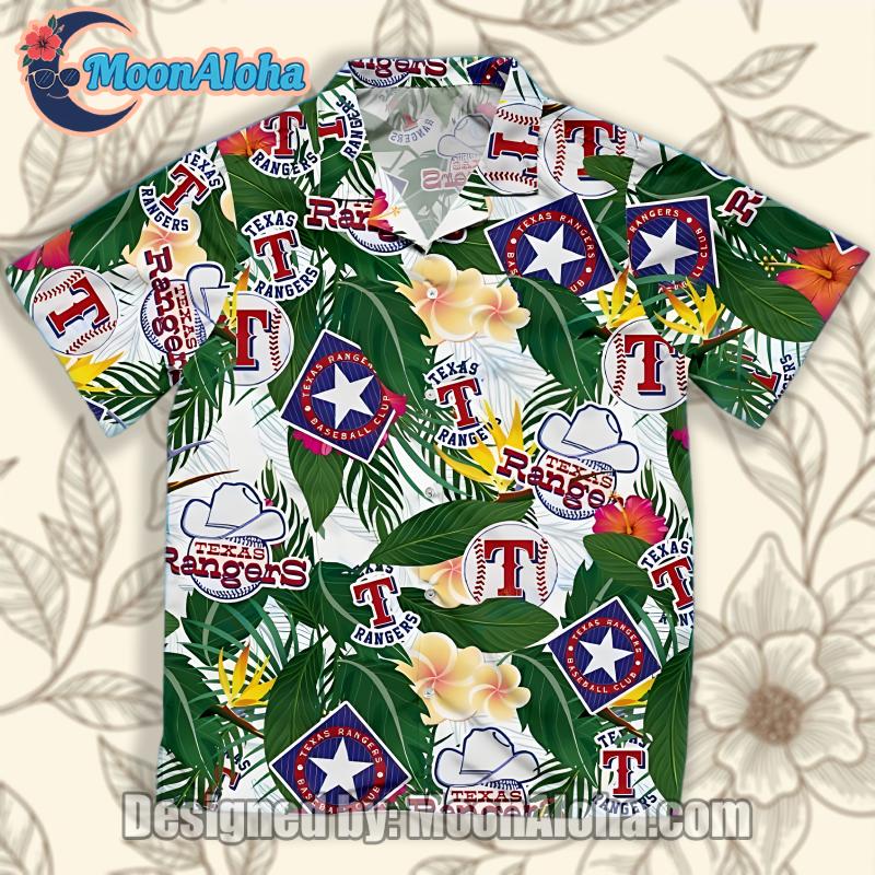 Texas Rangers Green White Quality Hawaiian Shirt