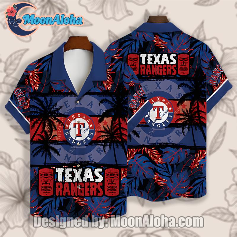 Texas Rangers Logo Blue Formal Hawaiian Shirt