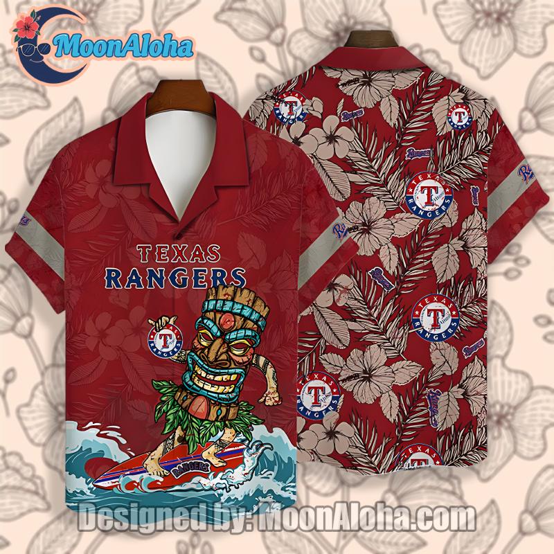 Texas Rangers Red Tiki Unisex Hawaiian Shirt
