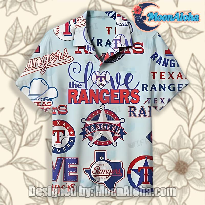 Texas Rangers Red White Logo Cheap Hawaiian Shirt