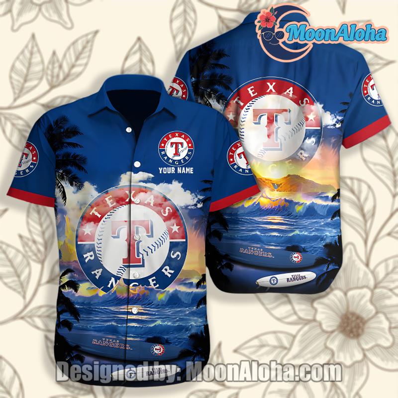 Texas Rangers Summer Blue Aloha Shirt