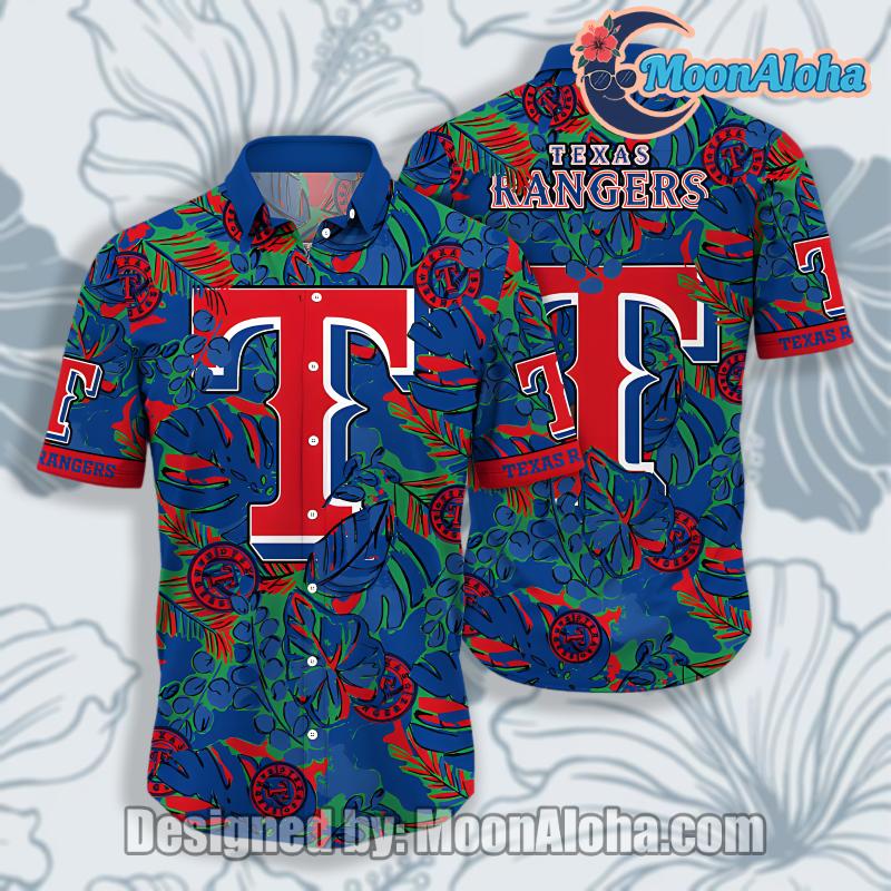 Texas Rangers Tropical Trees Blue Unisex Hawaiian Shirt