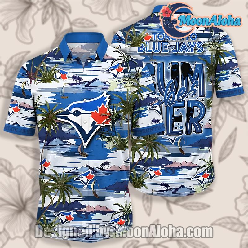 Toronto Blue Jays Coconut Tree Summer Vibes Blue Vintage Aloha Shirt