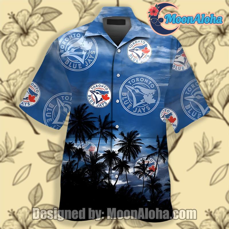 Toronto Blue Jays Coconut Tree Sunset Blue Hawaiian Shirt