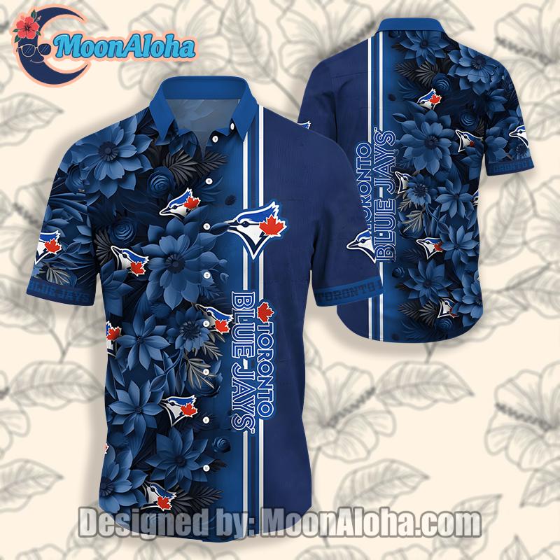 Toronto Blue Jays Gerbera Daisy Palm Leaf Blue Royal Hawaiian Shirt