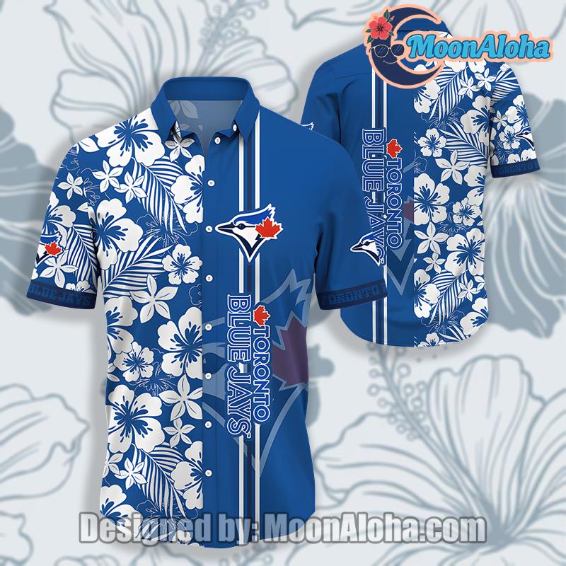 Toronto Blue Jays Hibiscus Flower Palm Leaf Blue Hawaiian Shirt