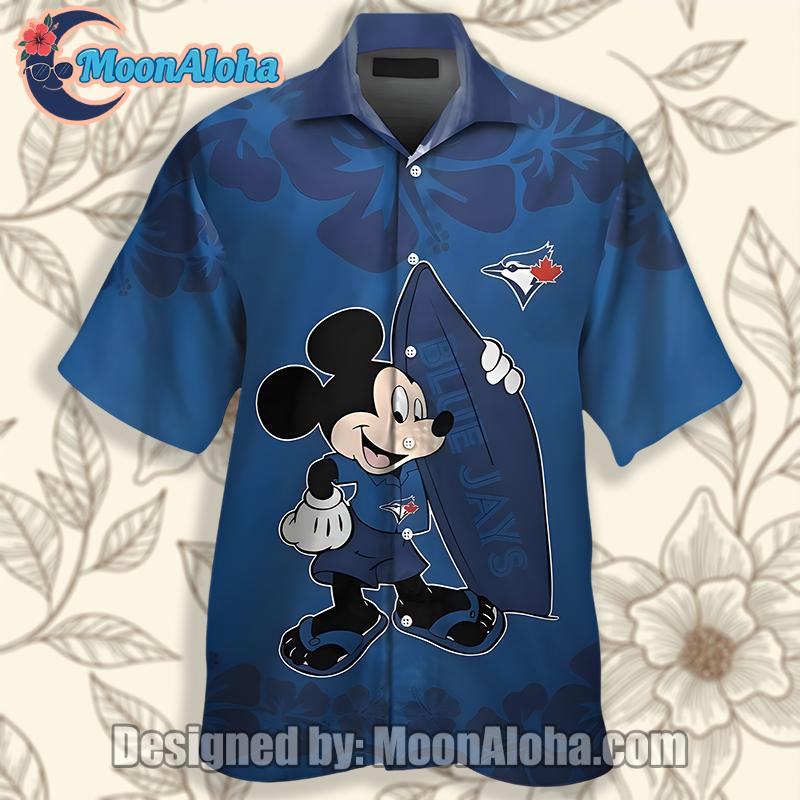 Toronto Blue Jays Mickey Mouse Blue Aloha Shirt