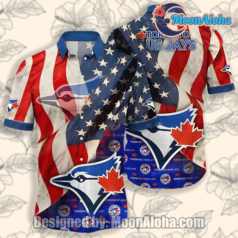 Toronto Blue Jays Mlb 4Th Of July White Vintage Hawaiian Shirt