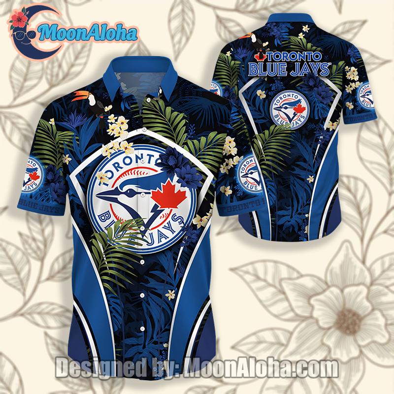 Toronto Blue Jays Plumeria Palm Leaf Blue Classic Hawaiian Shirt